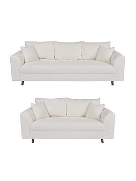Product photograph of Very Home Rune 3 2 Seater Fabric Sofa Set Buy Amp Save - Cream - Fsc Reg Certified from very.co.uk
