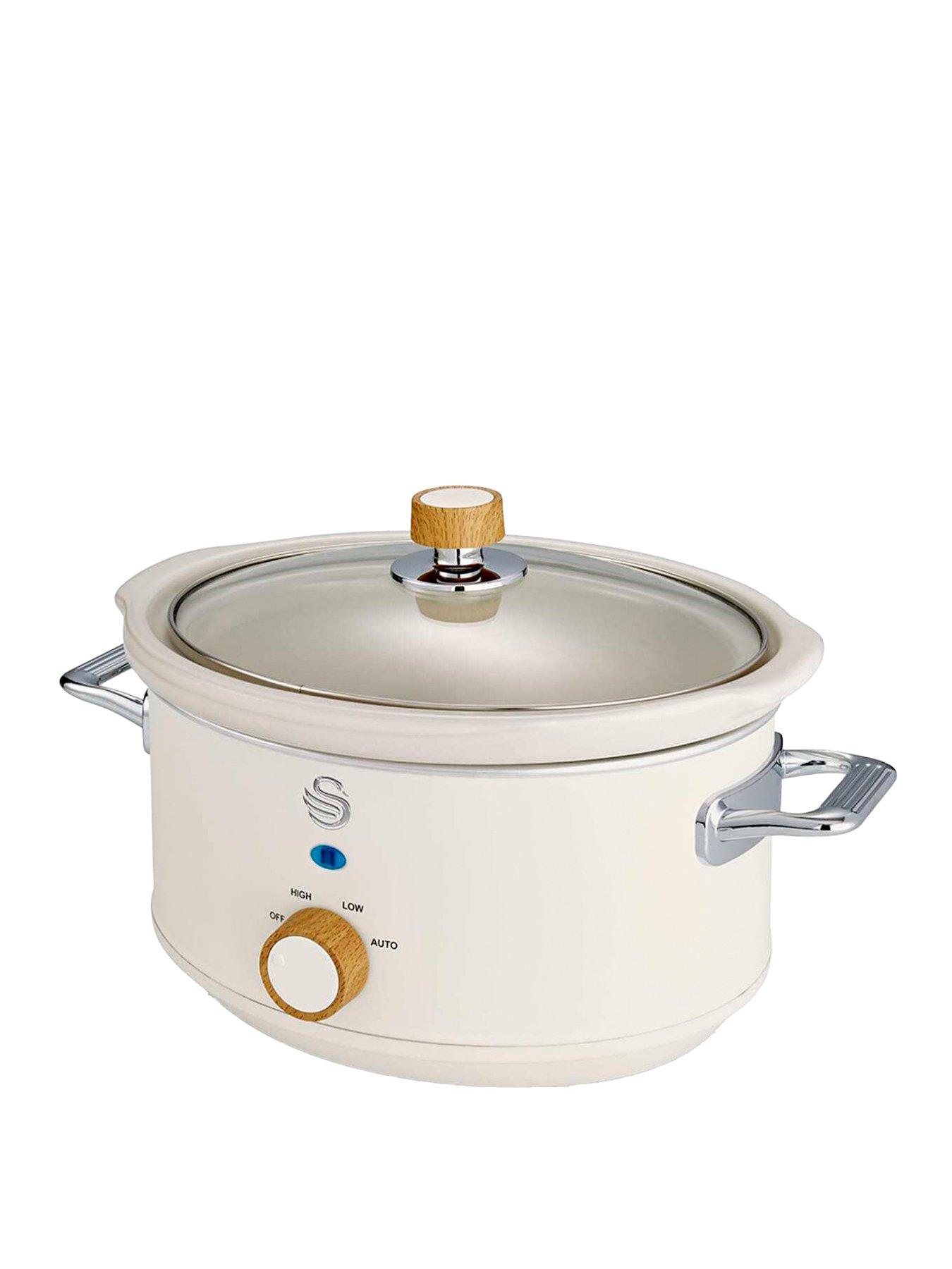Swan SF17021WHTN Retro Slow Cooker with 3 Temperature Settings, Keep Warm Function, 3.5L, 200W, White
