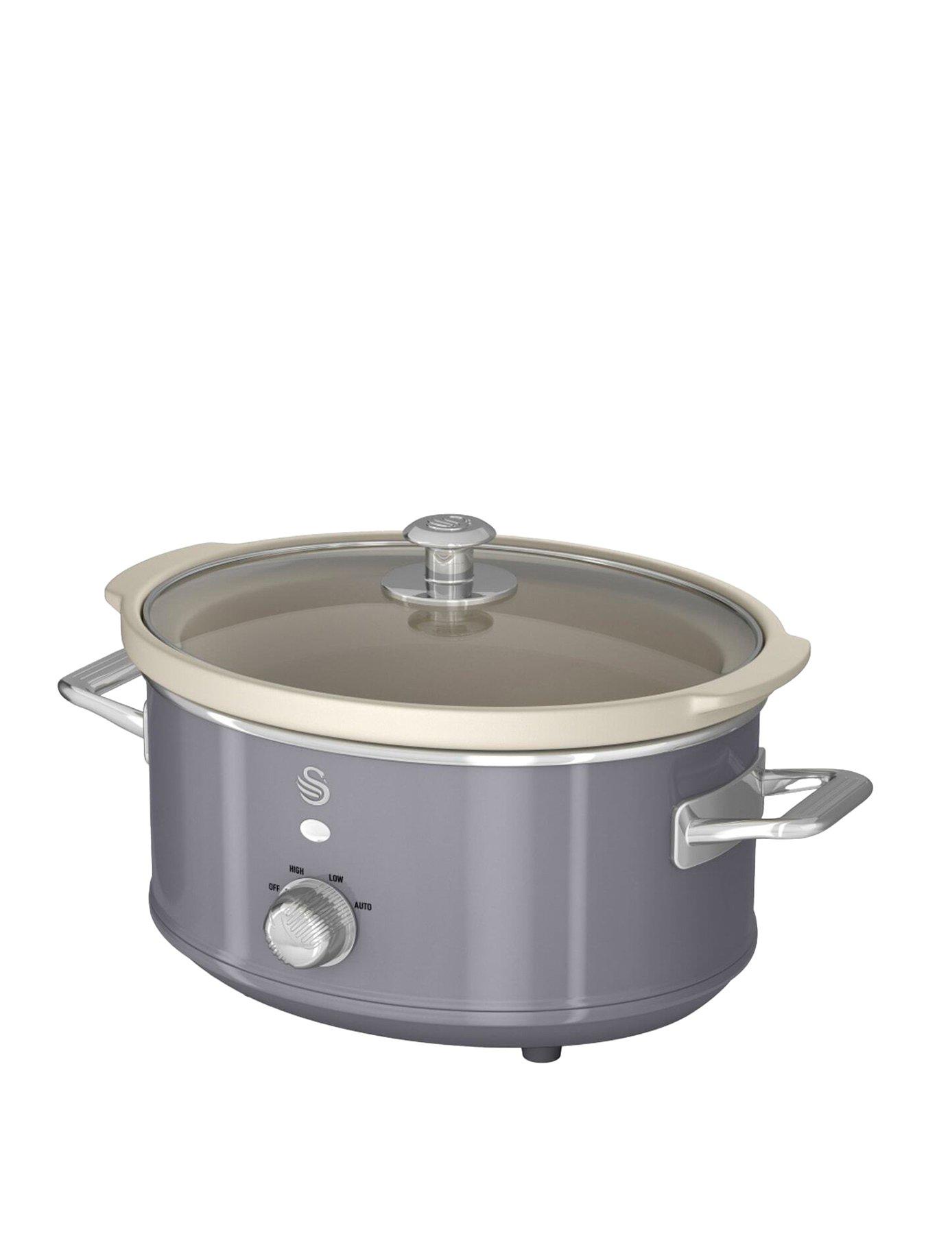 Product photograph of Swan Sf17021grn Retro Slow Cooker With 3 Temperature Settings Keep Warm Function 3 5l 200w Grey from very.co.uk