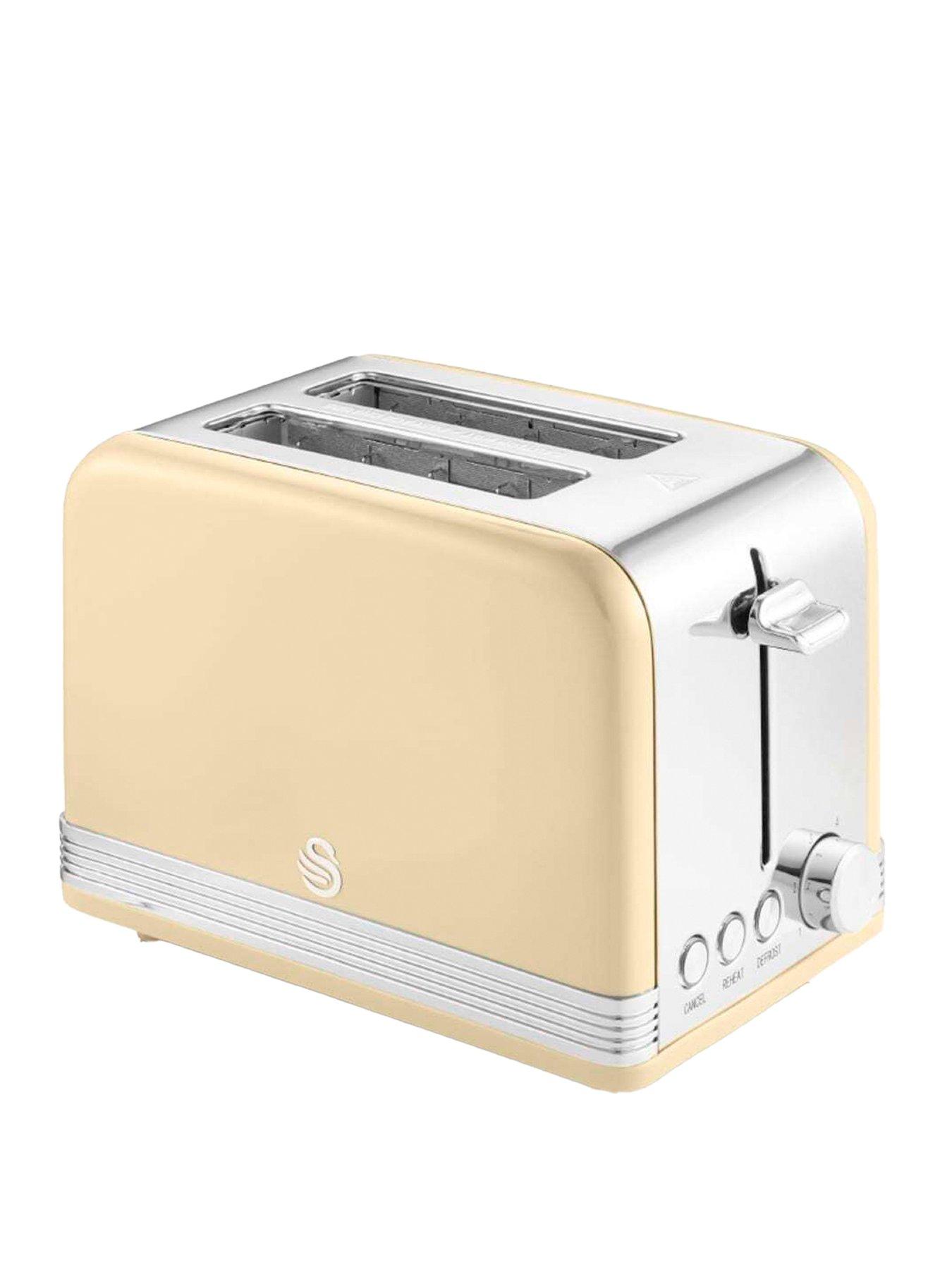 Product photograph of Swan St19010cn Retro 2-slice Toaster With Defrost Reheat Cancel Functions Cord Storage 815w Cream from very.co.uk