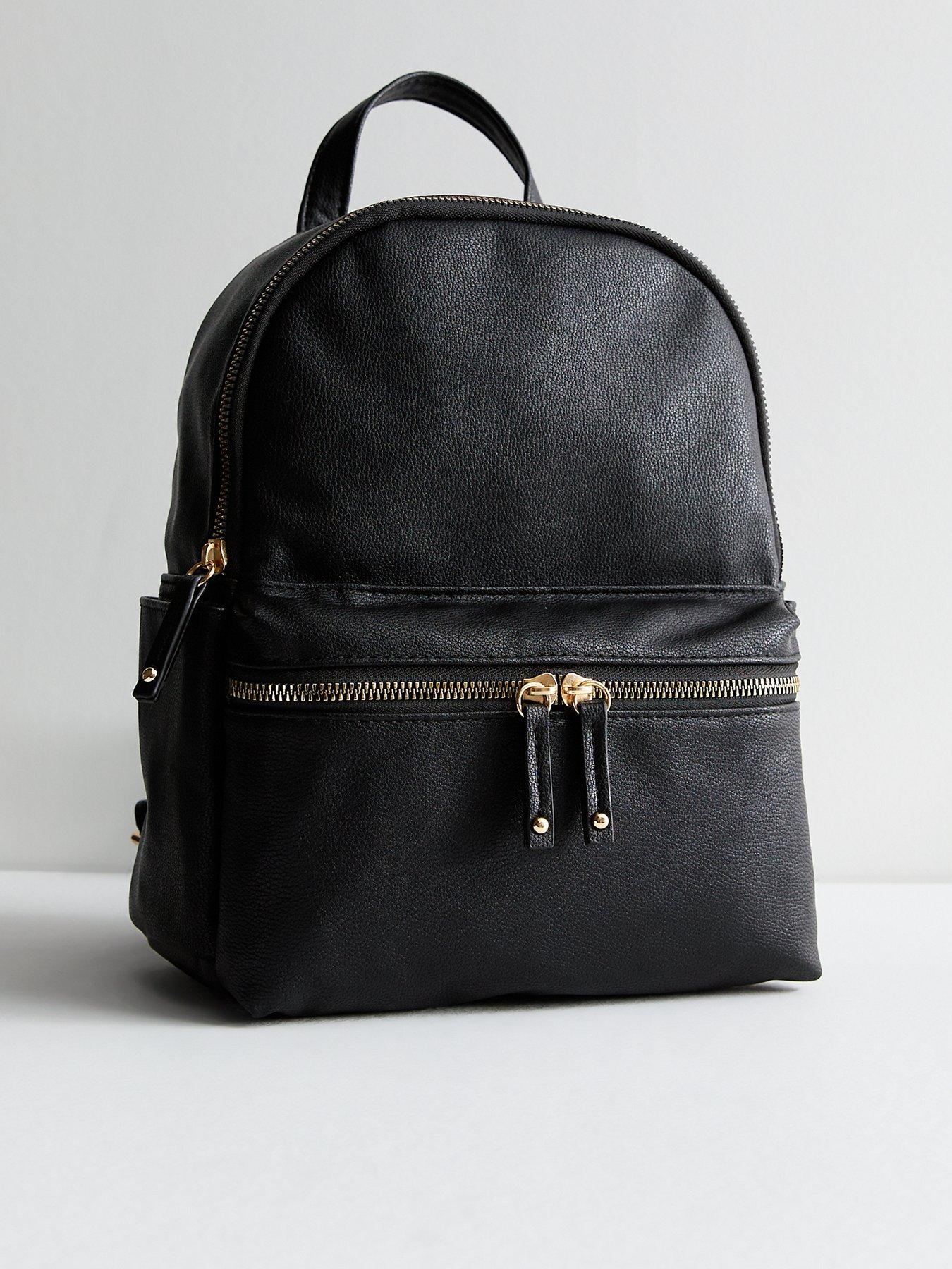 New Look Black Leather-look Pocket Front Midi Backpack | Very.co.uk