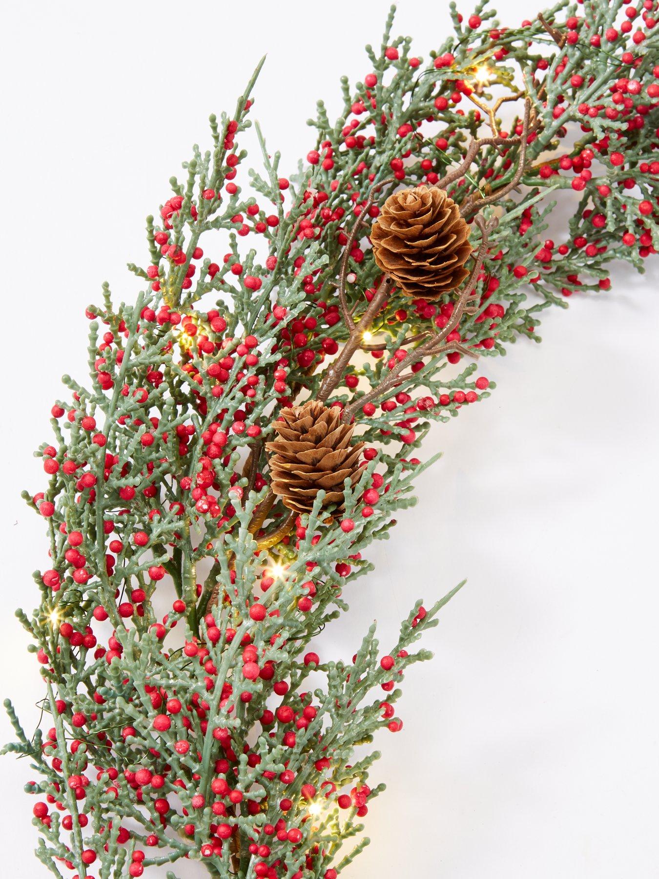 Image 4 of 4 of Very Home Brooklyn Red Berry Pre-Lit Garland &ndash; 6ft