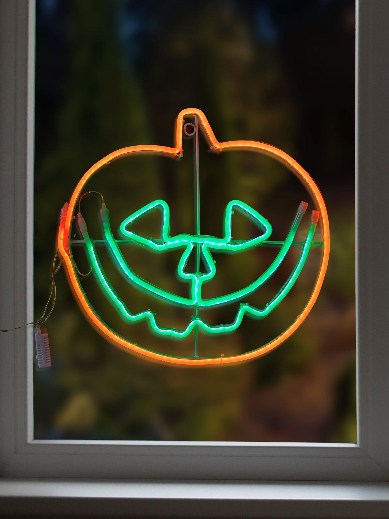 Product photograph of Very Home Neon Pumpkin Face Indoor Outdoor Halloween Decoration from very.co.uk