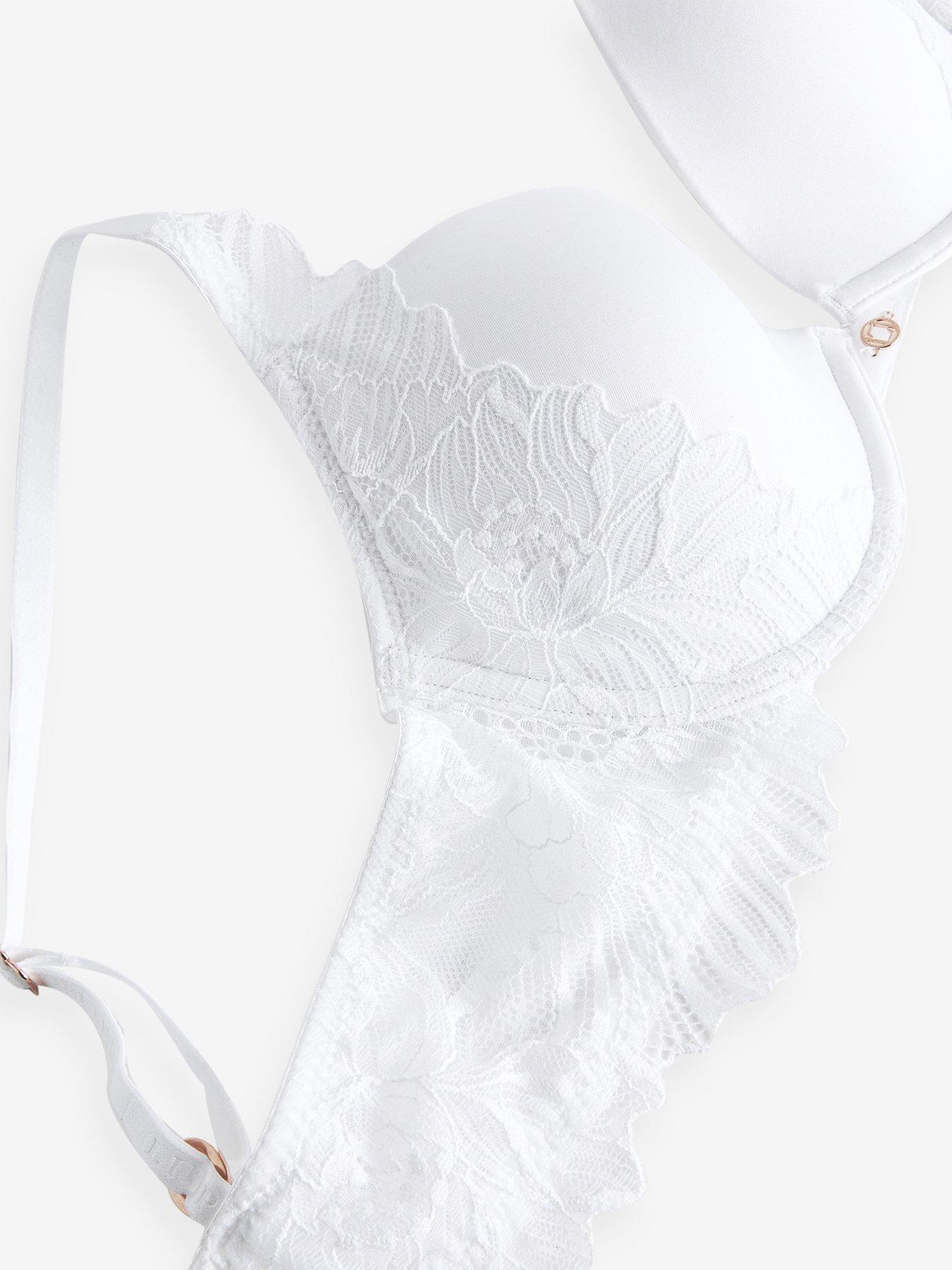 Lipsy Lace Push Up Plunge Bra White Uk