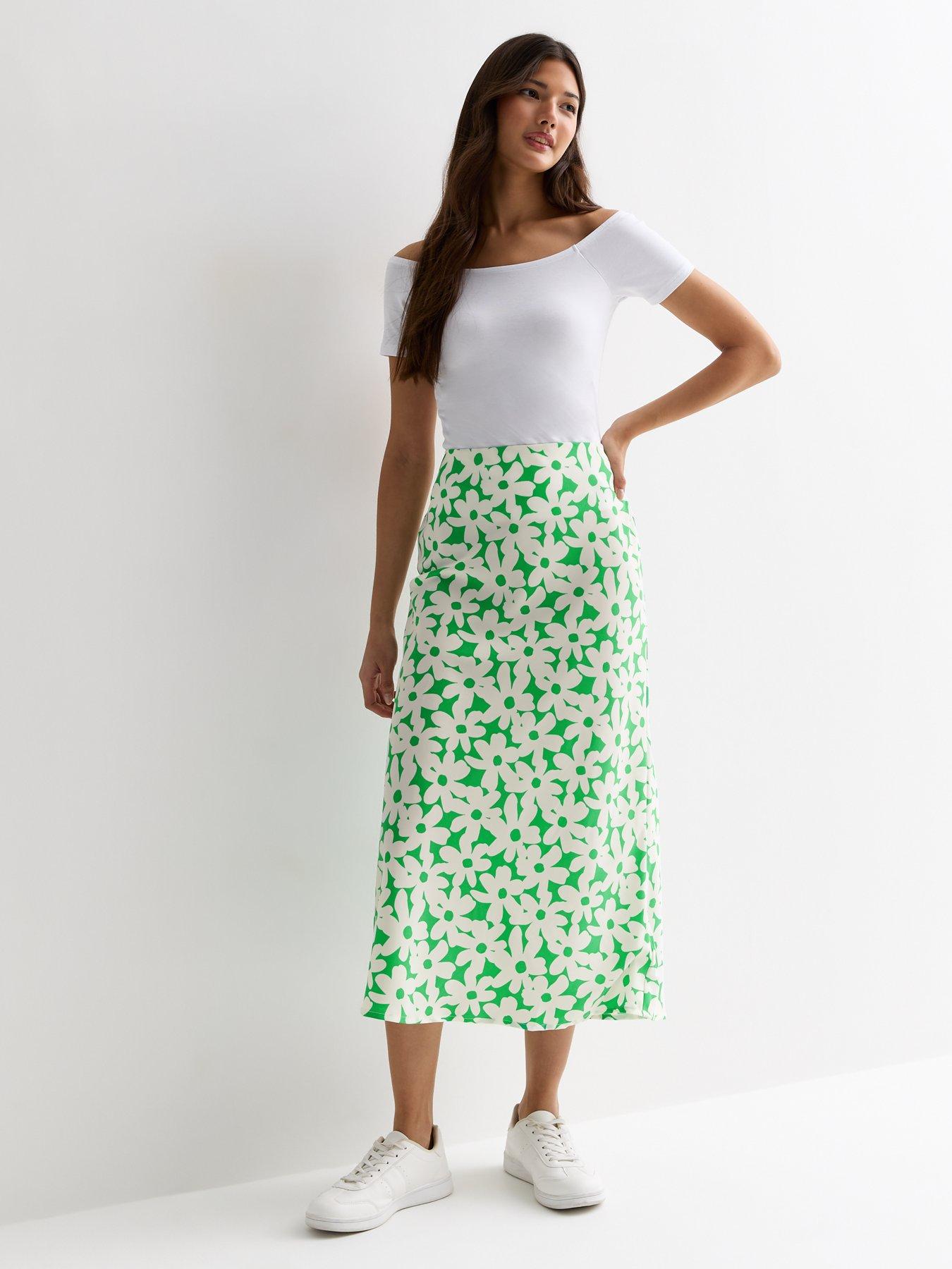 Floral retro midi skirt sale