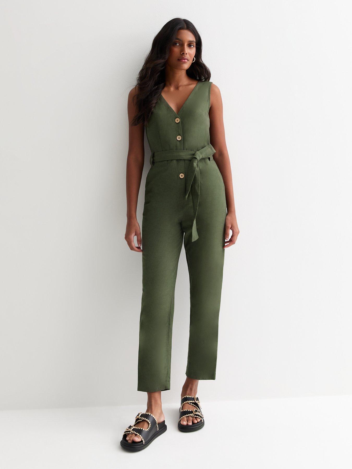 Plus size khaki jumpsuit clearance