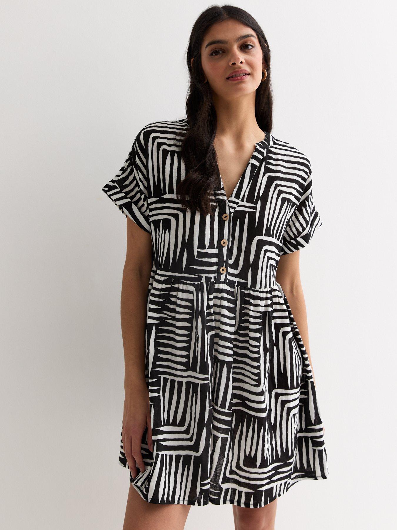 Black and white line dress best sale