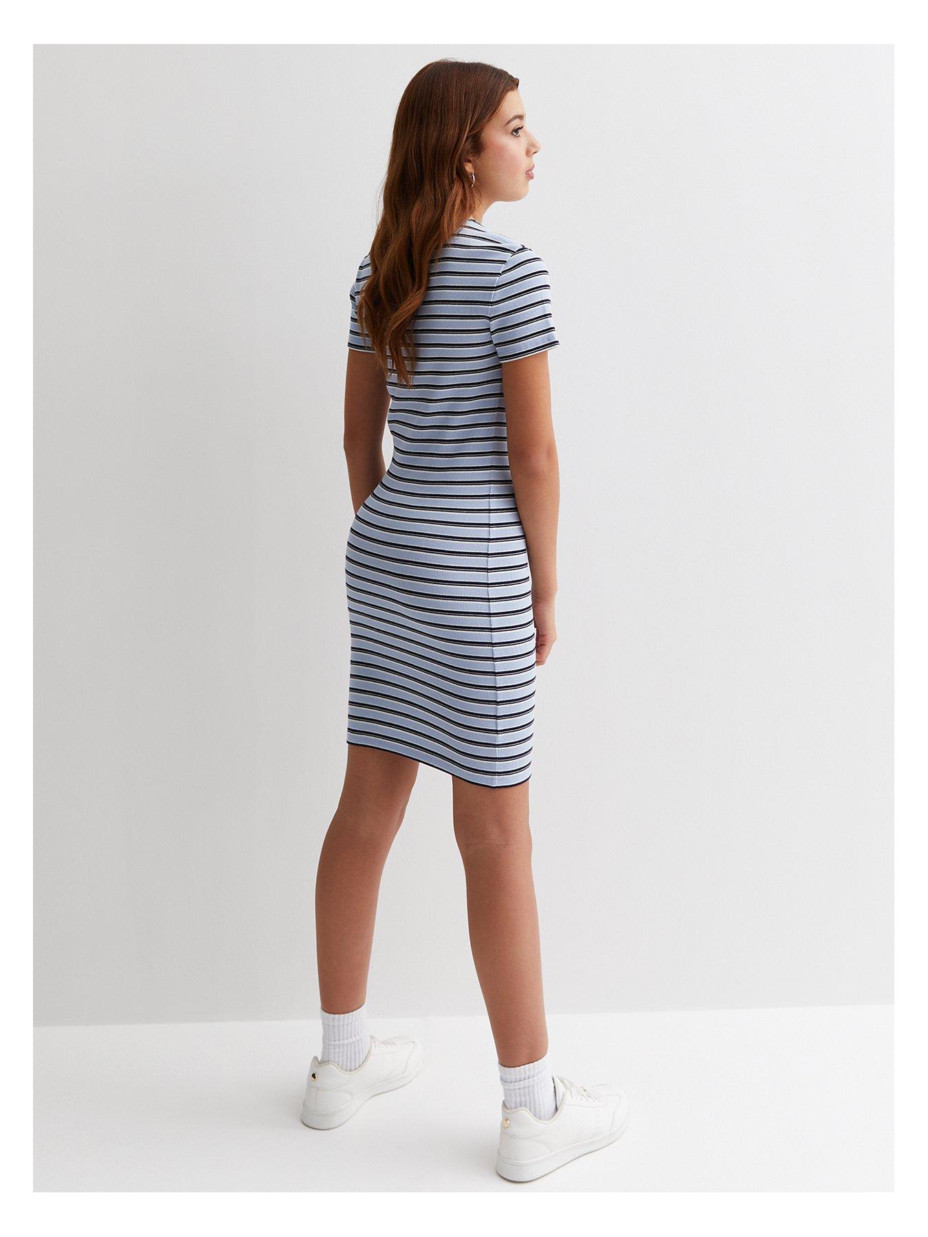 Baby blue stripe mini 2024 dress