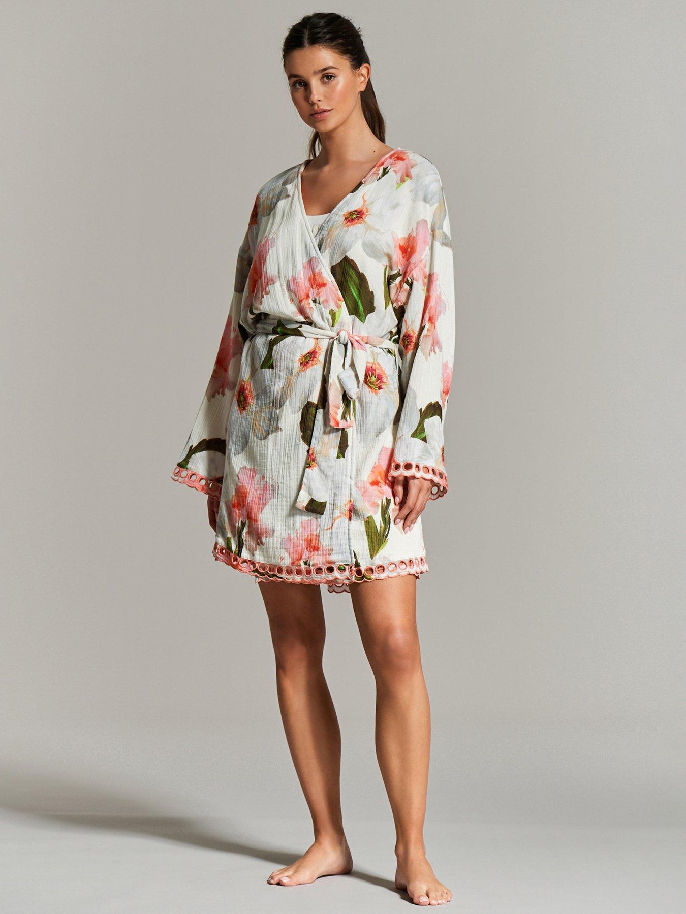 B By Ted Baker B By Baker Floral Placement Printed Tie Waisted Robe ...