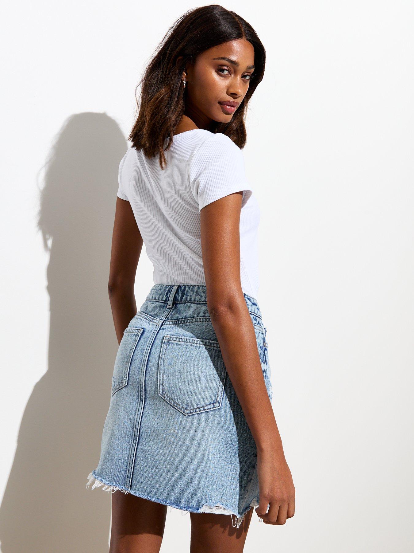 Light blue grey mini skirt best sale