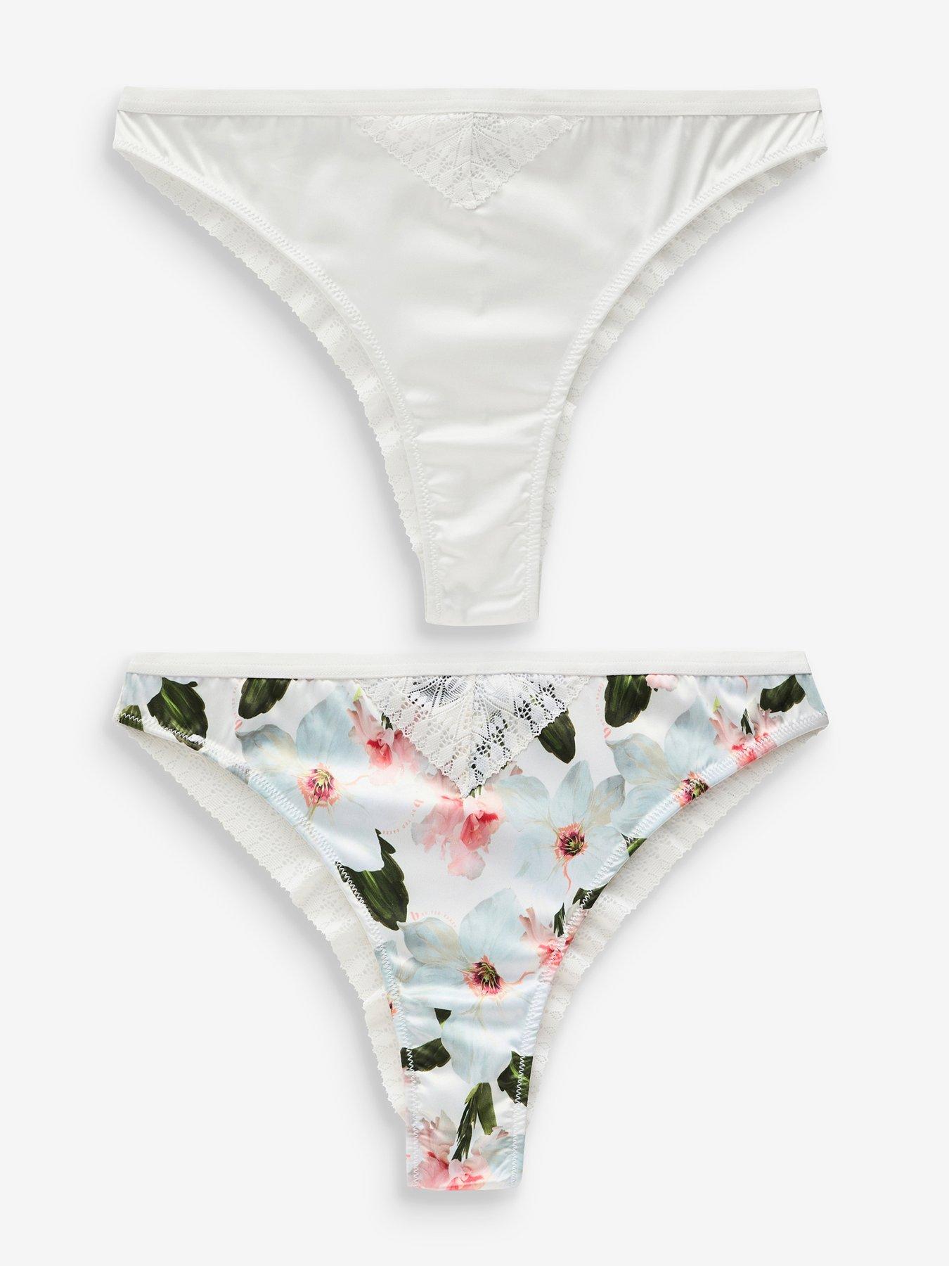 undefined B By Baker Two Pack Silk Floral Brazillian Briefs - Grey