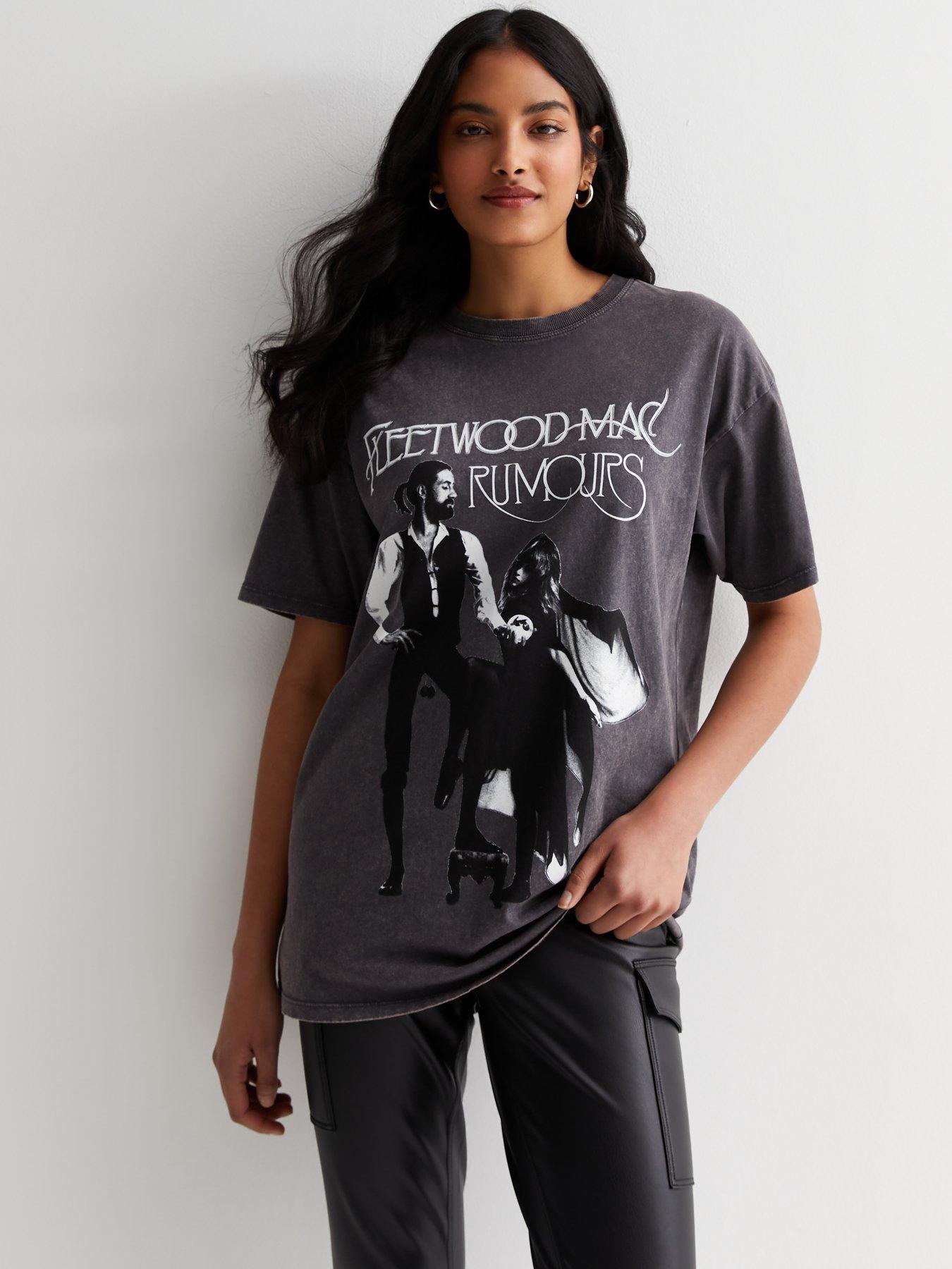 Dark Grey Fleetwood Mac Rumours Logo Oversized T-shirt