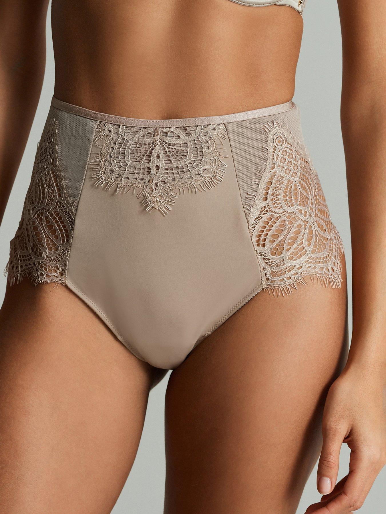 undefined B By Baker High Waisted Lace Mix Briefs - Mink