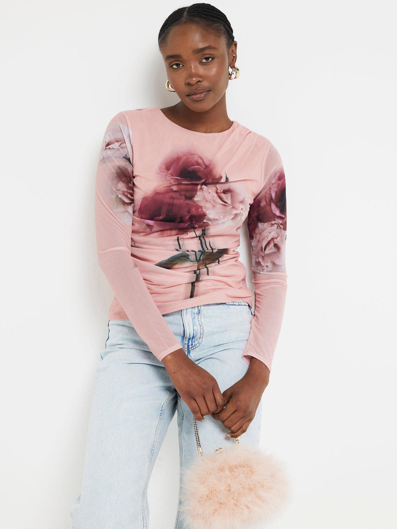 river island pink frill shirt