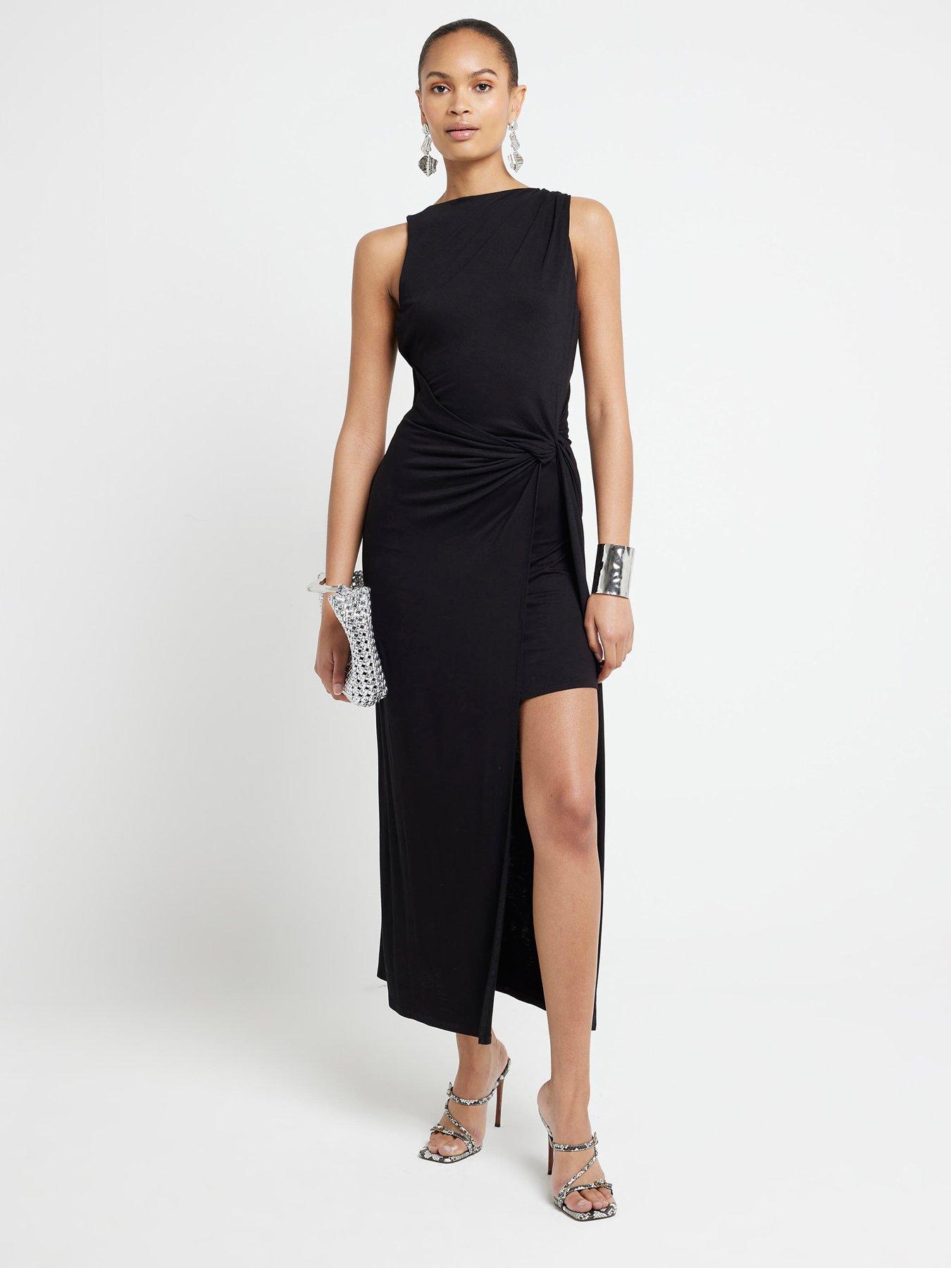 undefined Cowl Back Dress - Black