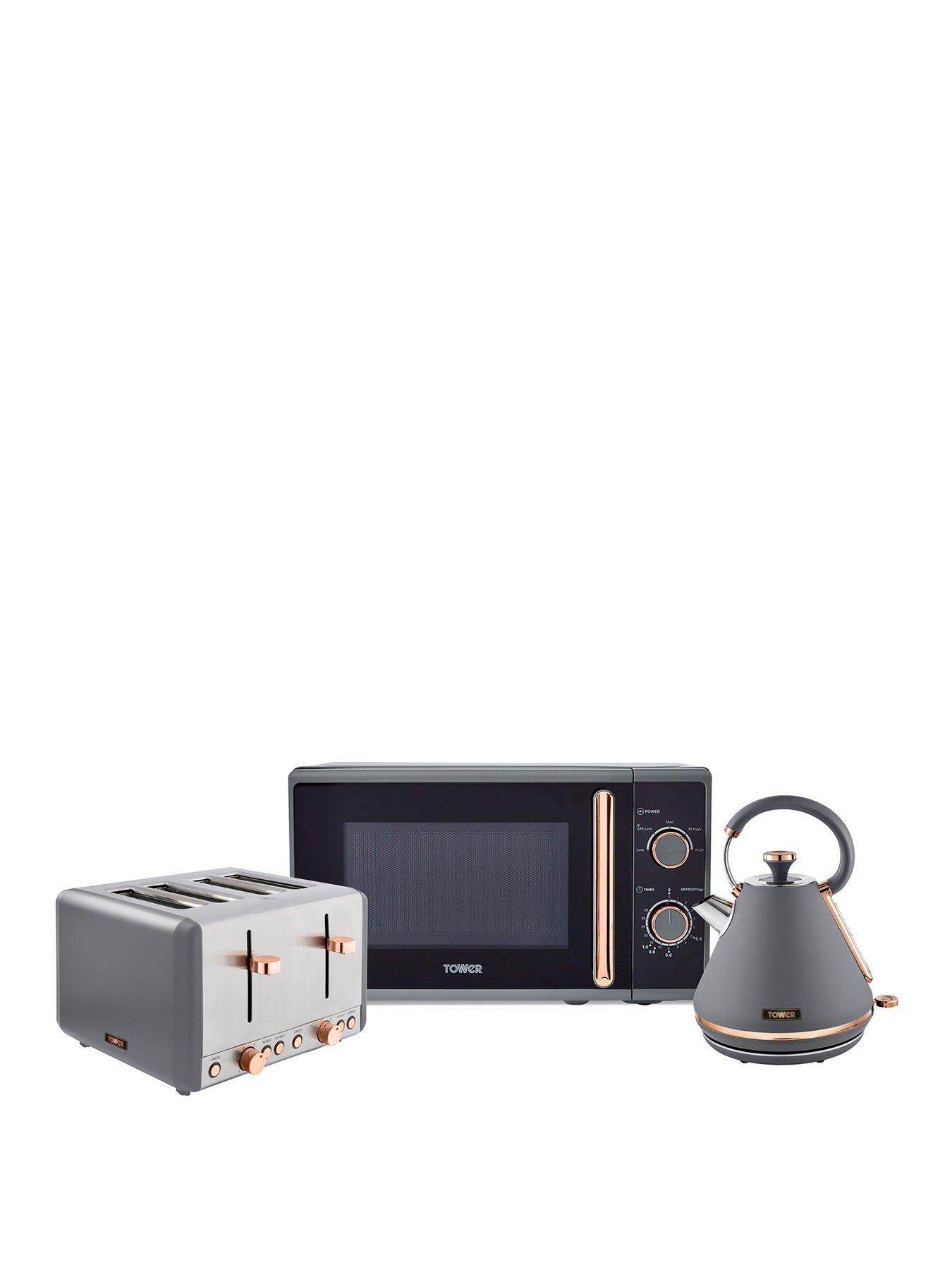 Tower Cavaletto Kettle, 4-Slice Toaster  &  Microwave Triple Pack - Grey