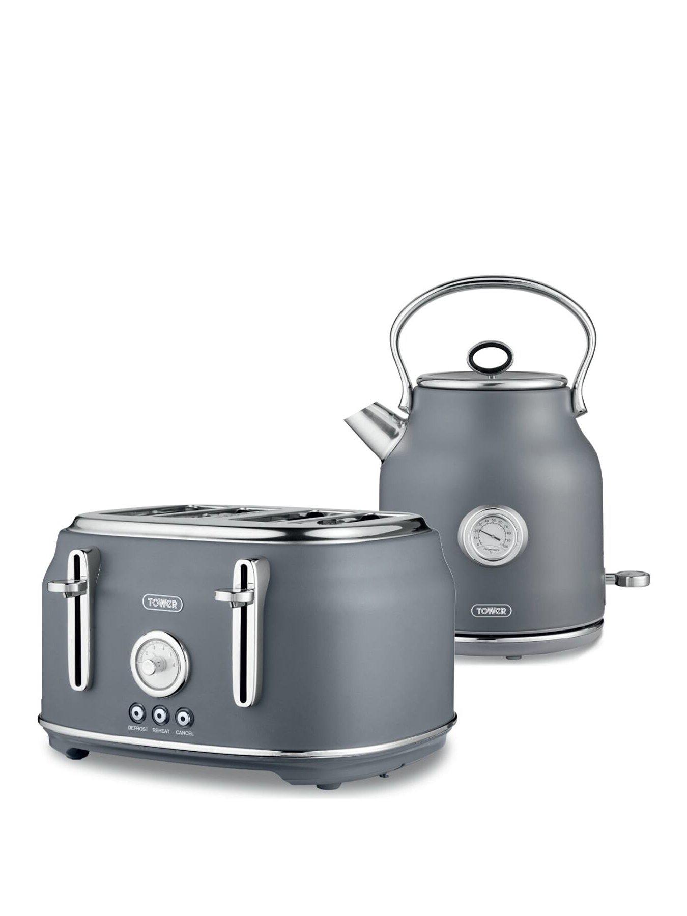 Tower Renaissance Kettle  &  4-Slice Toaster Twin Pack - Grey