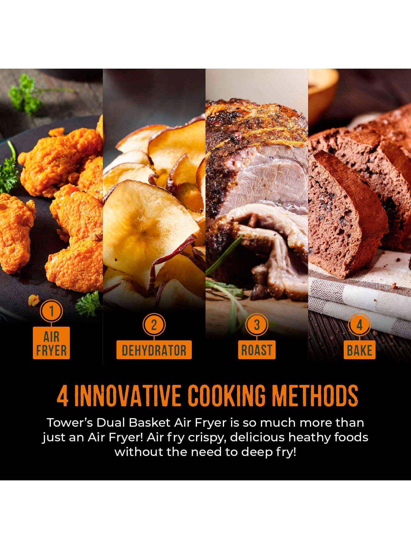 Image 3 of 7 of Tower T17104 Vortx Vizion 8L Dual Basket Air Fryer with Digital Control Panel &amp; 6 One-Touch Pre-sets, Black