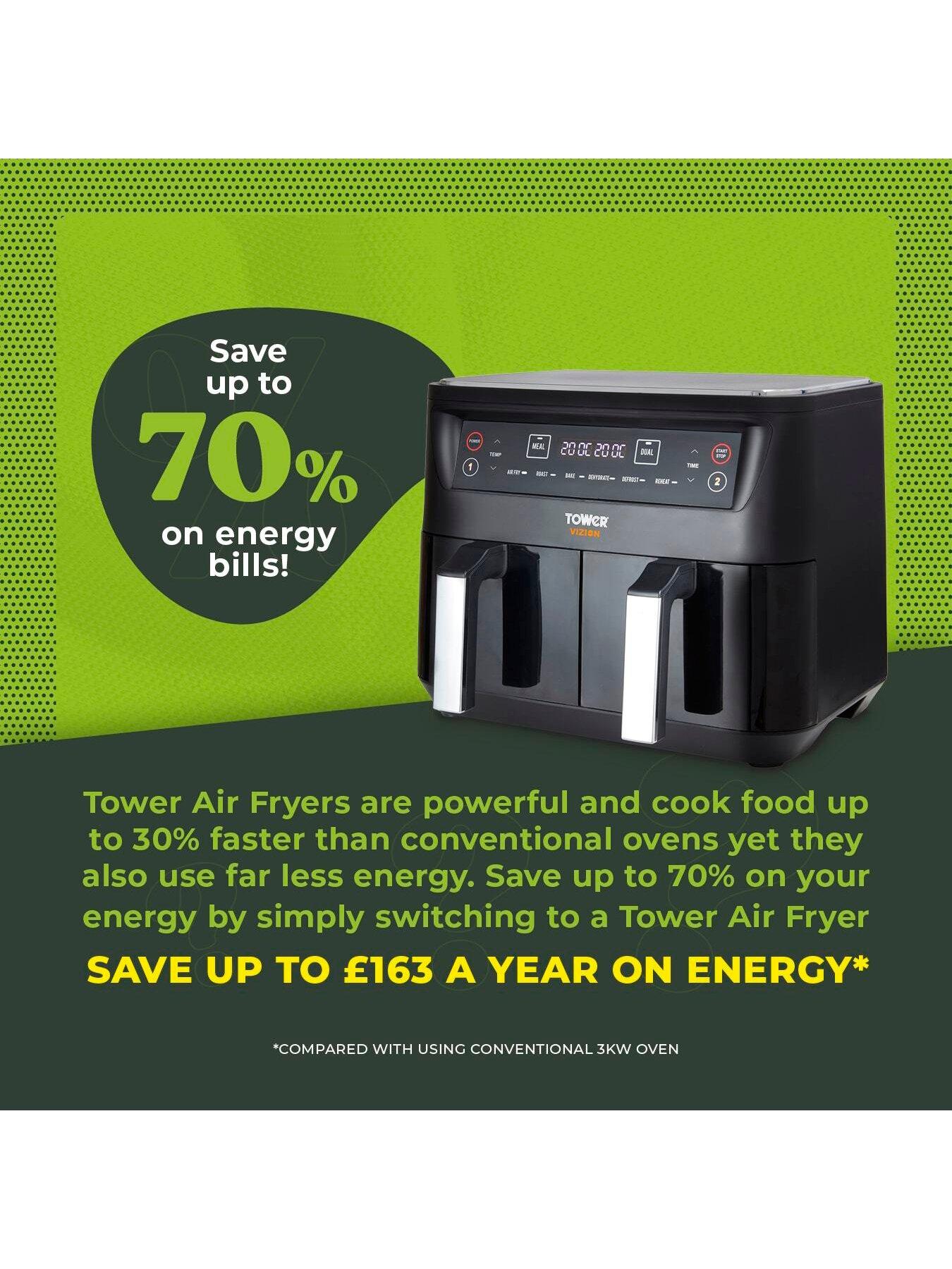 Image 6 of 7 of Tower T17104 Vortx Vizion 8L Dual Basket Air Fryer with Digital Control Panel &amp; 6 One-Touch Pre-sets, Black