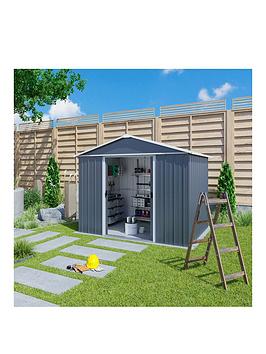 Product photograph of Yardmaster Yardmaster 10ft X 8ft Castleton Apex Roof Metal Shed With Floor Frame from very.co.uk