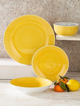 Product photograph of Waterside Sunshine Yellow Spin Wash 16-piece Dinner Set from very.co.uk