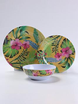 Product photograph of Waterside Hawaiian 12-piece Melamine Dinner Set from very.co.uk