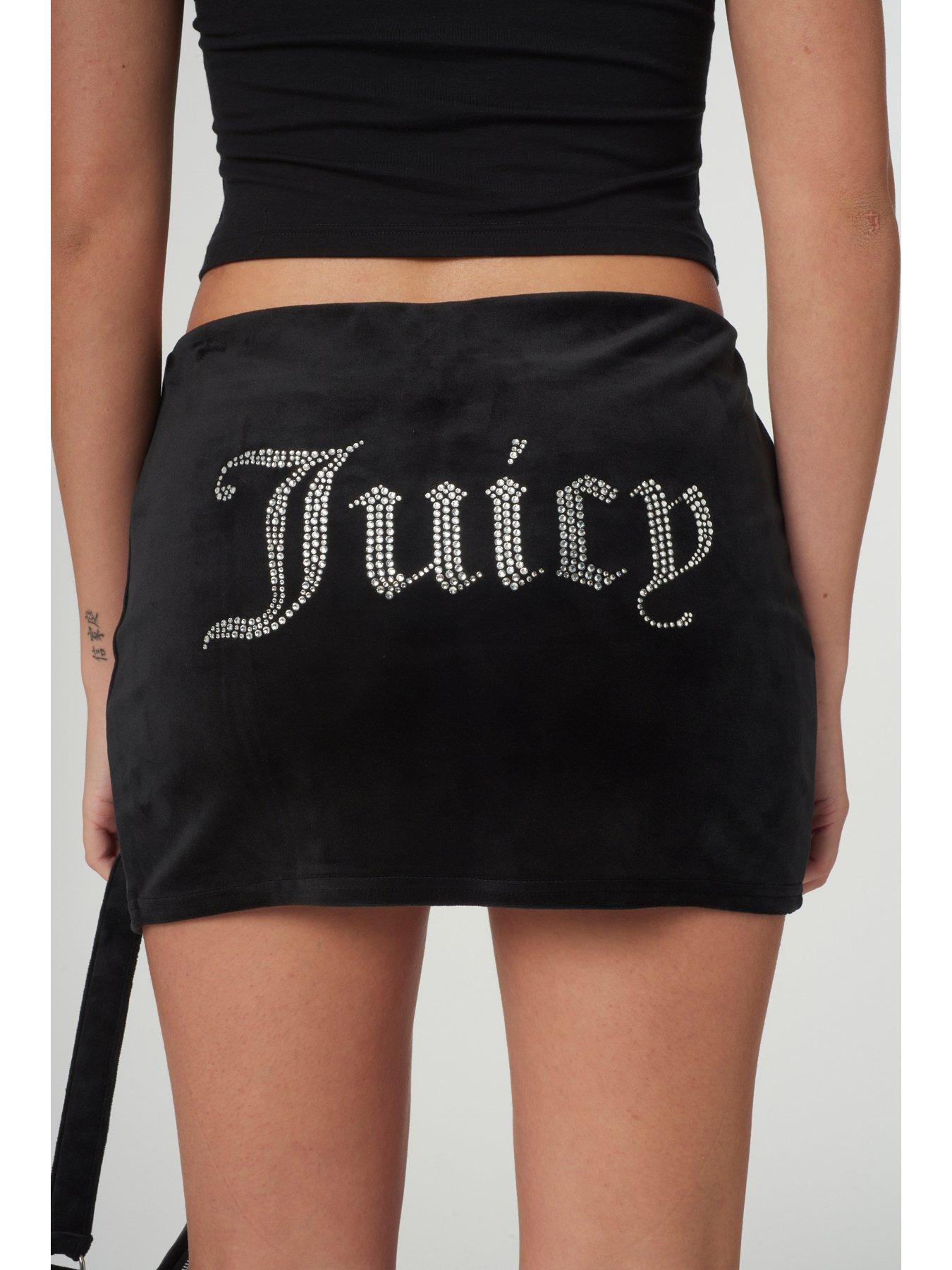 Juicy Couture Classic Velour Mini Skirt With Juicy Diamante
