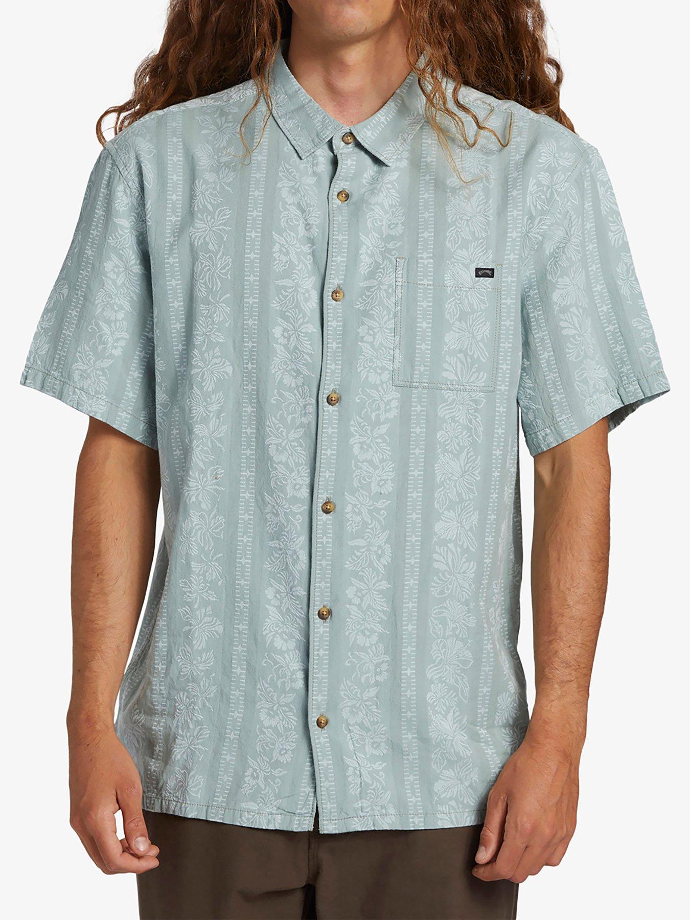 undefined Mens Sundays Jacquard Short Sleeve Shirt - Blue