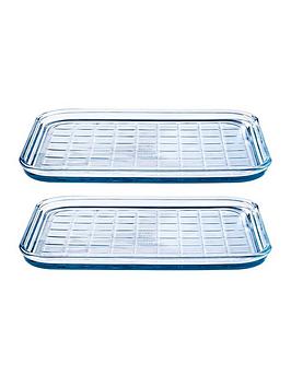 Product photograph of Pyrex Glass Baking Tray 2 Piece Set from very.co.uk