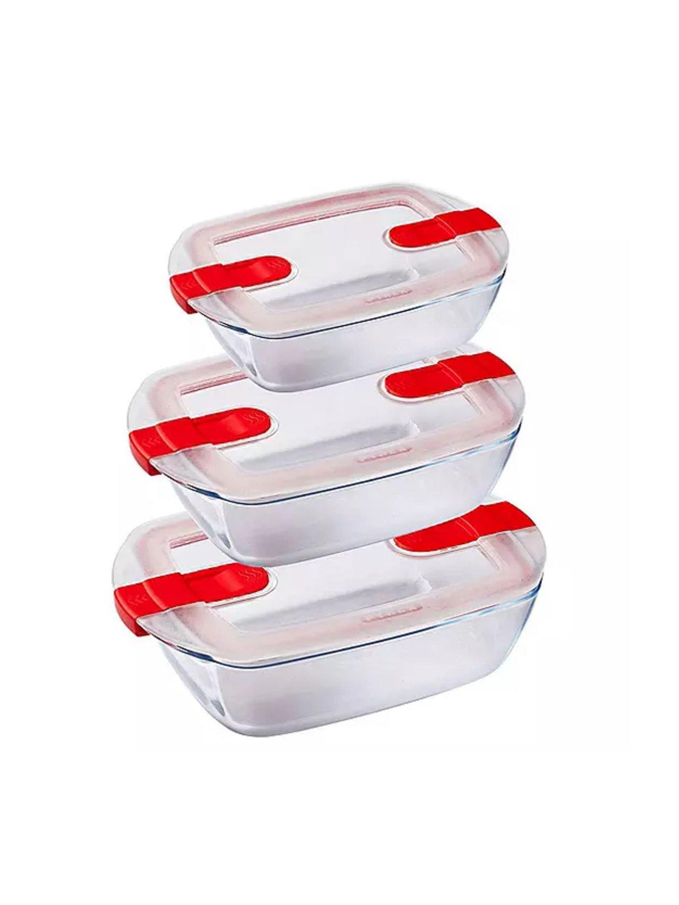 Product photograph of Pyrex Cook Amp Heat 3-piece Rectangular Dish Set from very.co.uk