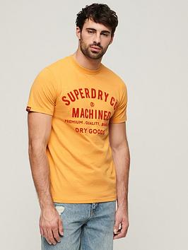 superdry workwear flock graphic t-shirt - yellow