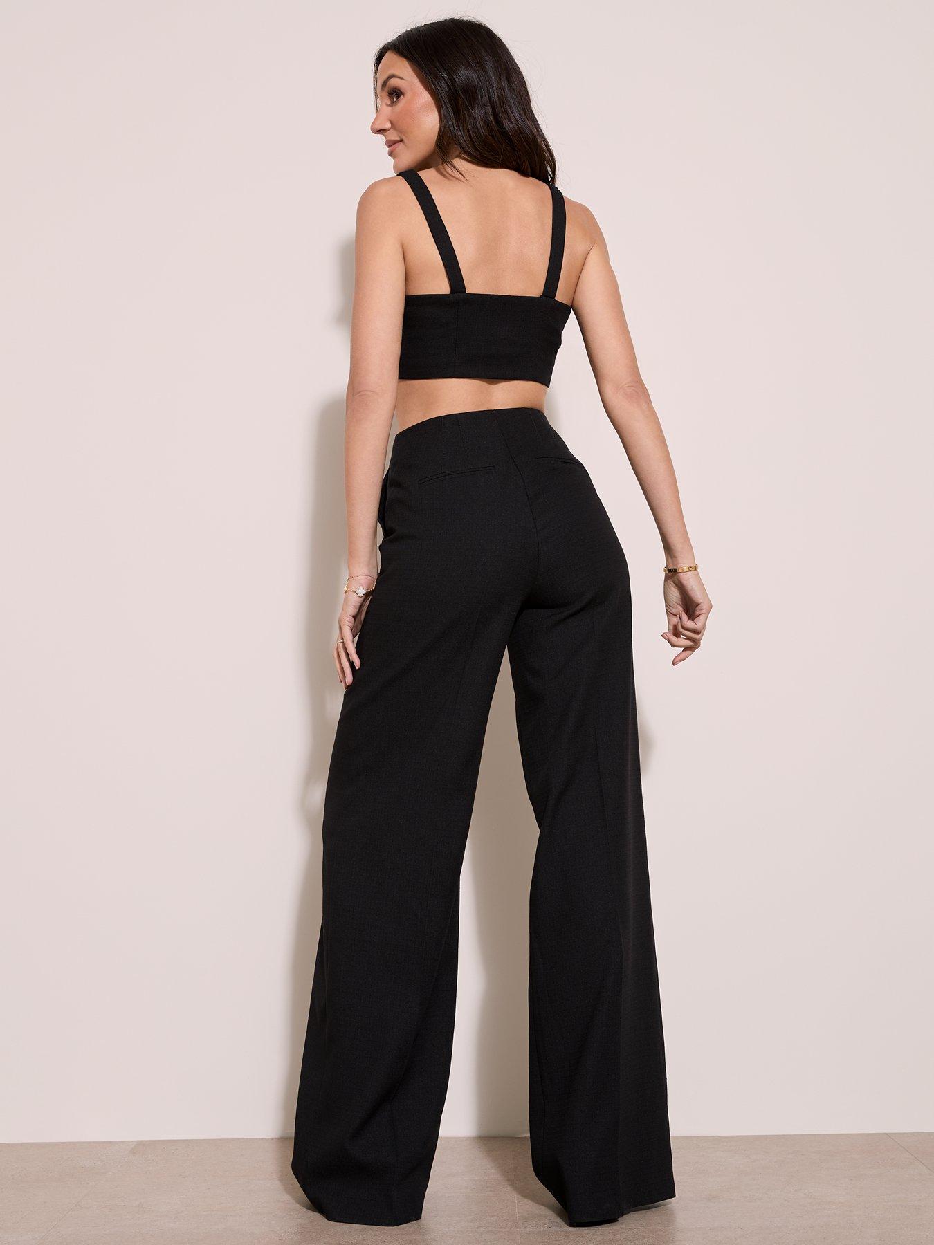 Image 2 of 3 of Michelle Keegan Premium 3 Piece Set&nbsp;Wide Leg Trousers - Black&nbsp;