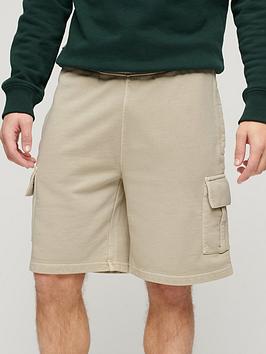 superdry contrast stitch cargo shorts - beige