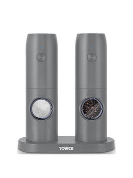 Product photograph of Tower Rechargeable Salt And Pepper Mills In Grey from very.co.uk