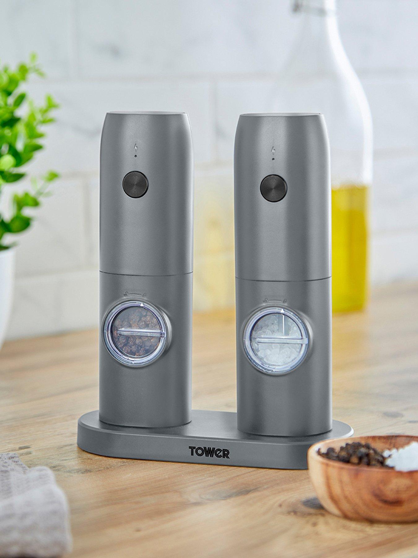 Tower Rechargeable Salt and Pepper Mills in Grey