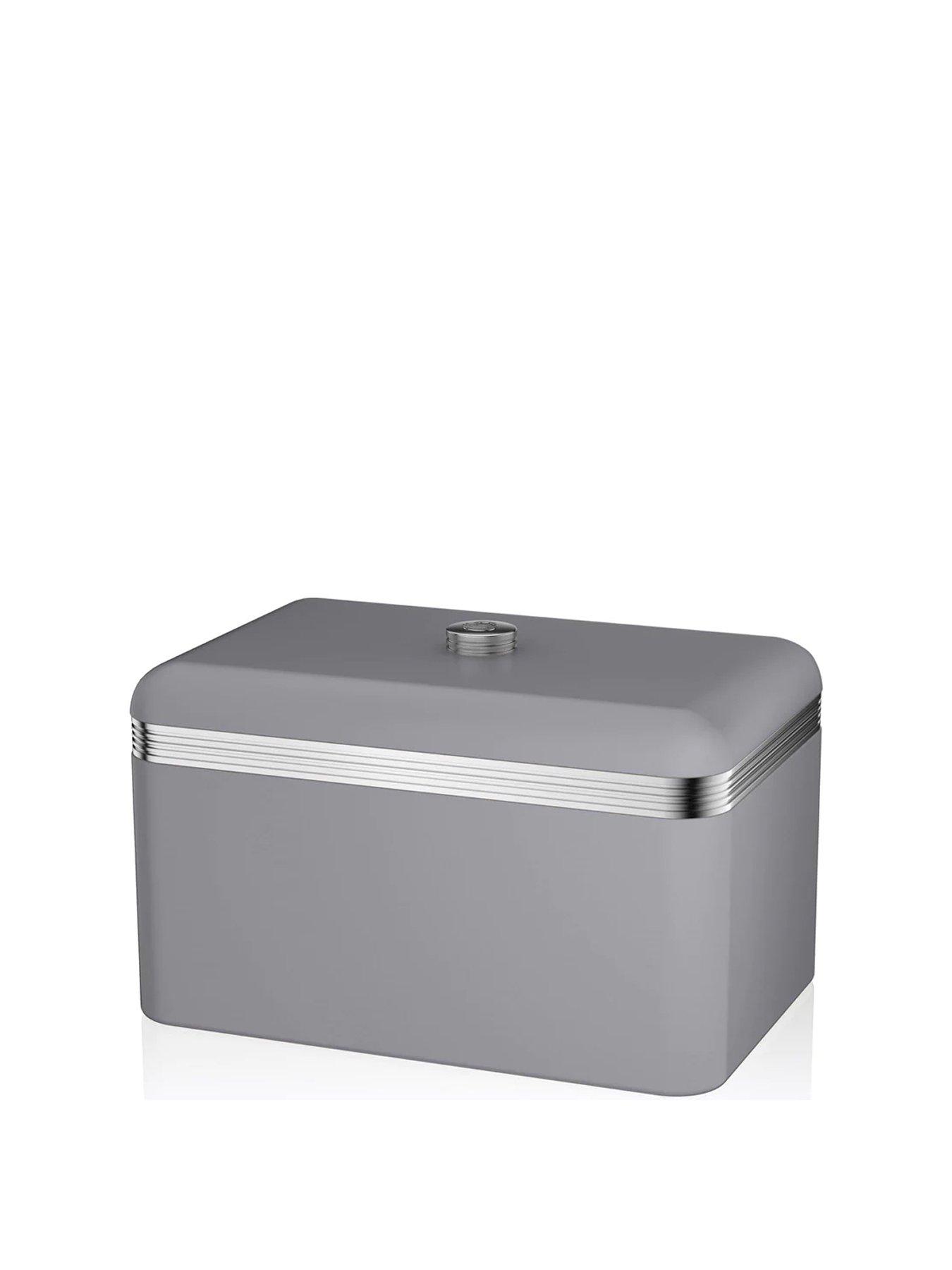 Product photograph of Swan Retro Bread Bin - Grey from very.co.uk