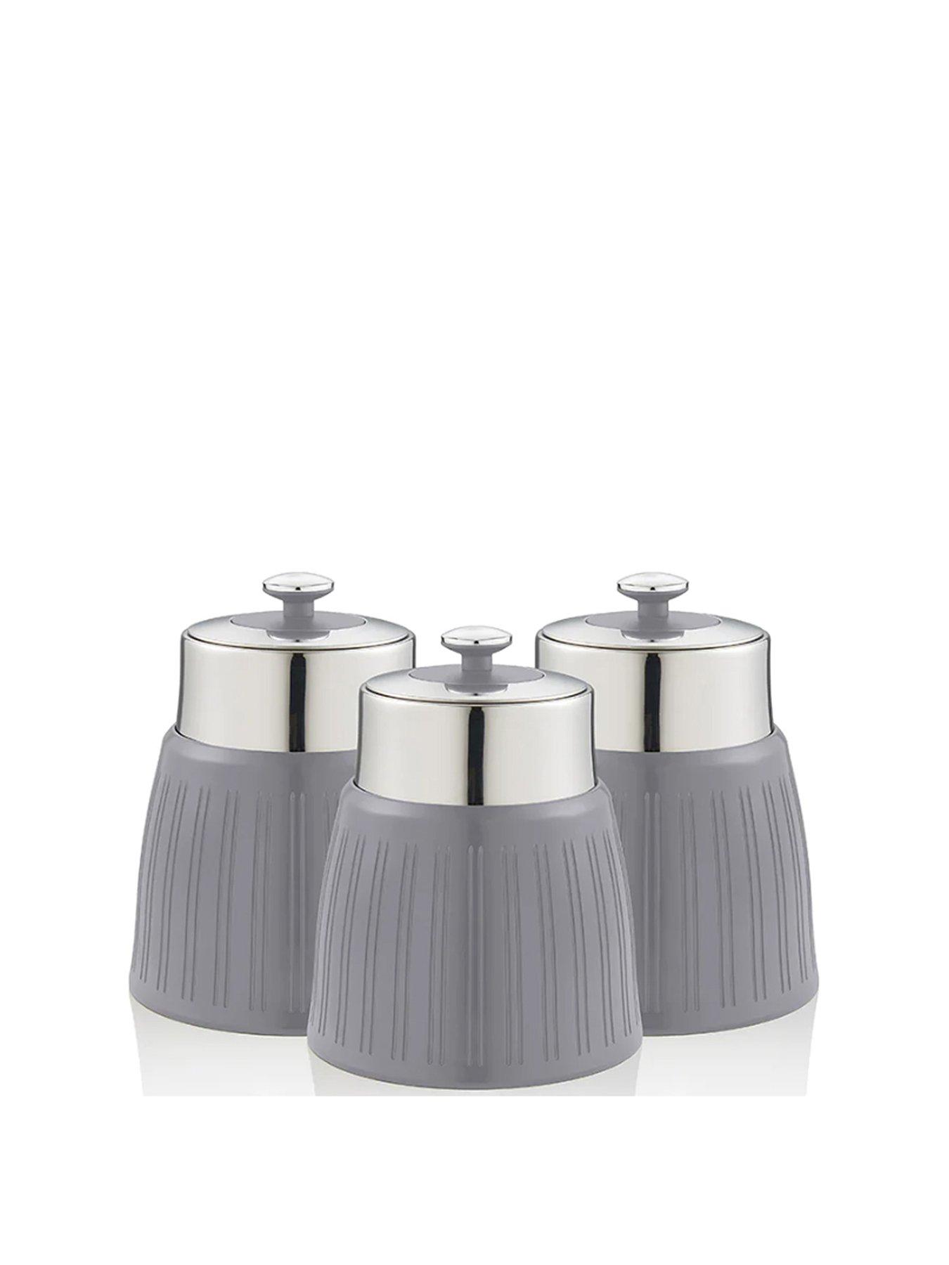 Product photograph of Swan Retro Set Of 3 Canisters - Grey from very.co.uk