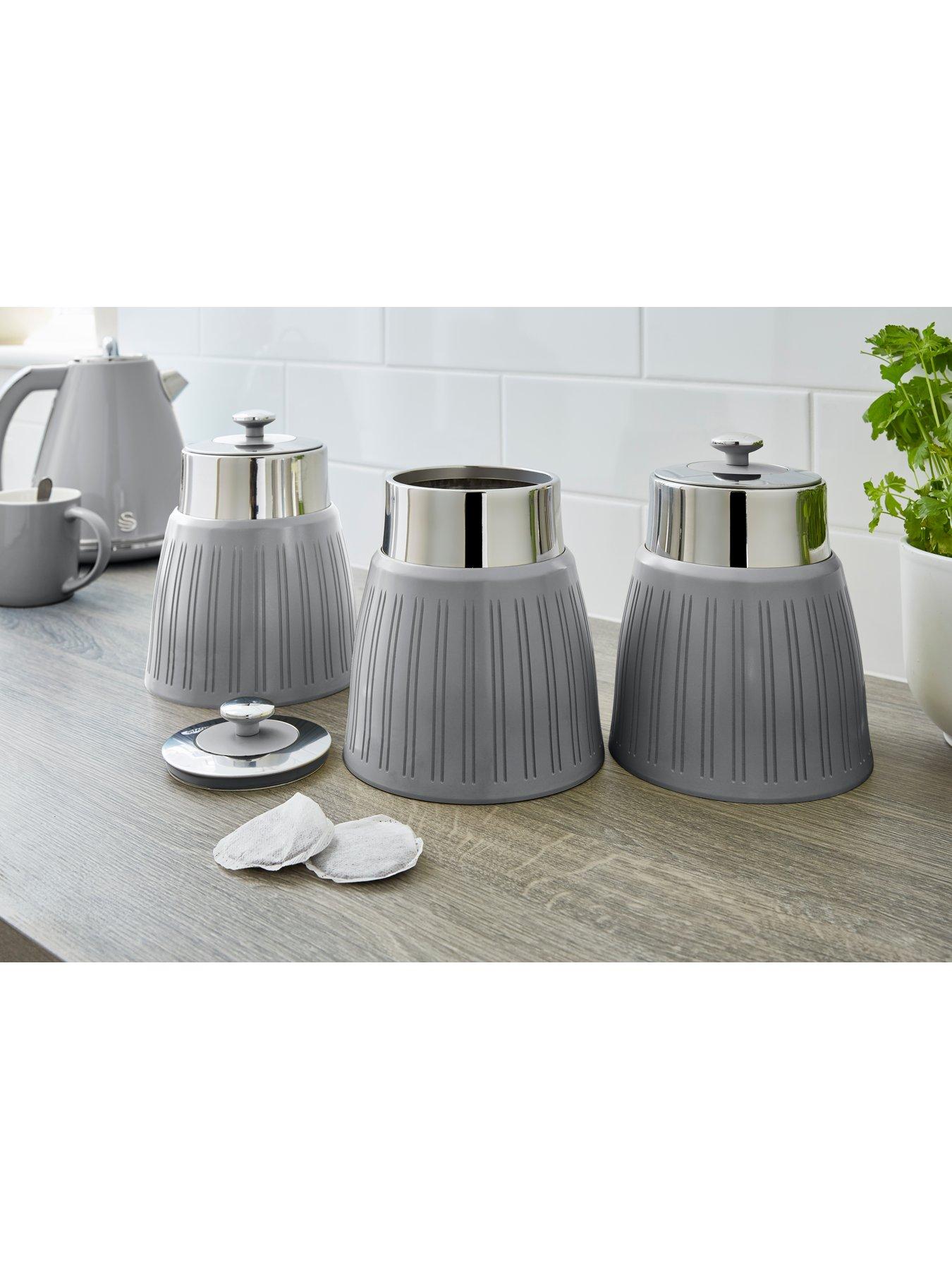 Swan Retro Set Of 3 Canisters Grey very.co.uk