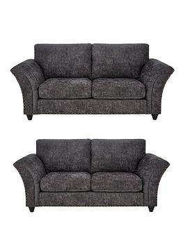 Product photograph of Very Home Ariel 3 2 Seater Fabric Sofa Set Buy Amp Save - Charcoal - Fsc Reg Certified from very.co.uk