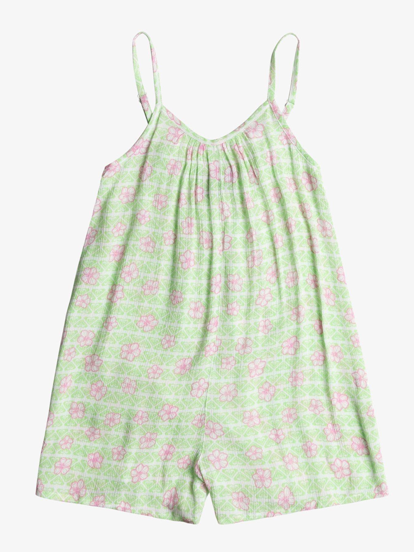 undefined Young Girls Short Romper Dress With Adjustable Straps - White