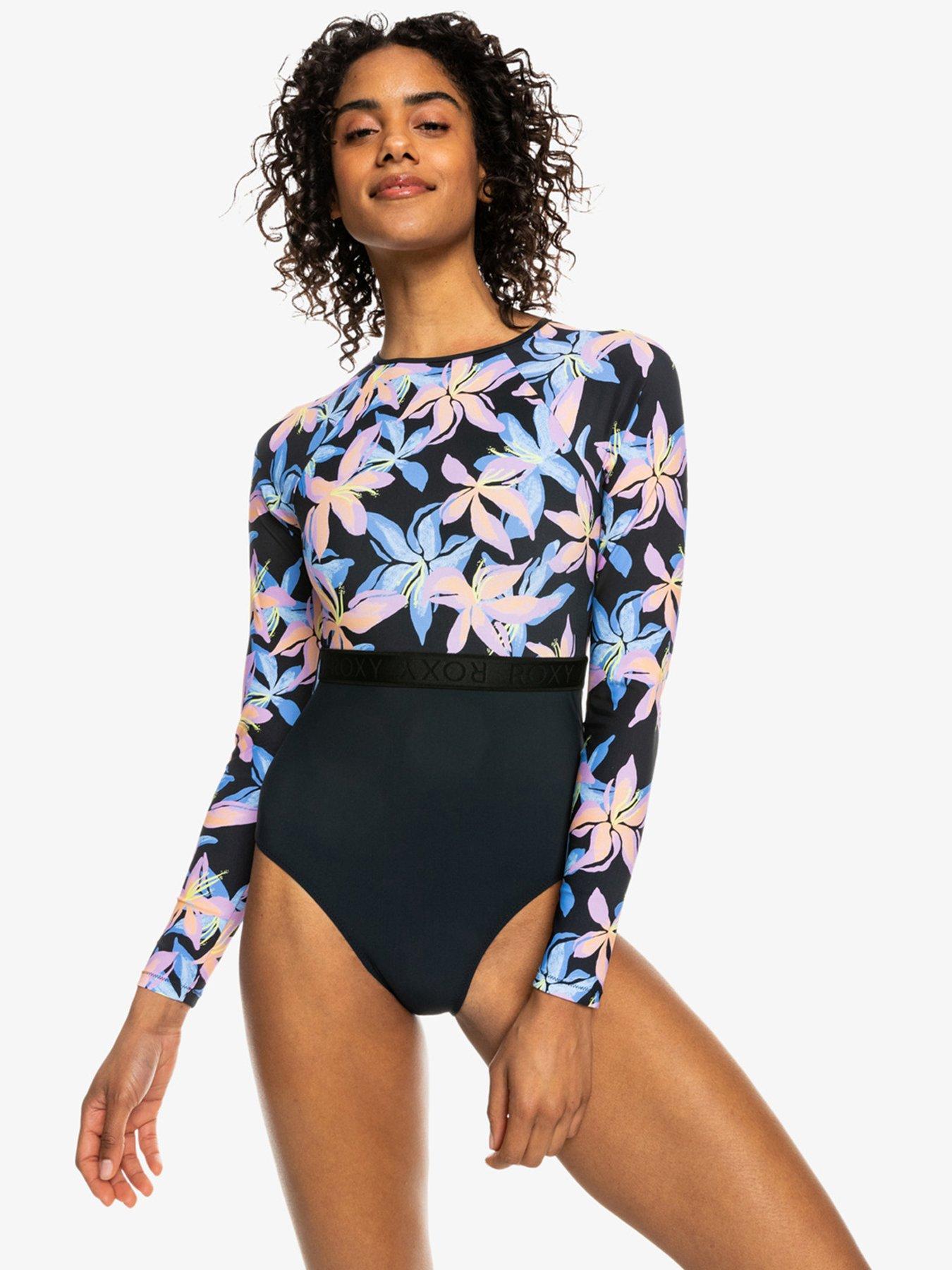 Black long sleeve one piece swimsuit sale