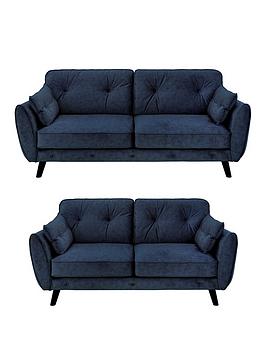 Product photograph of Very Home Paulo 3 2 Seater Fabric Sofa Set Buy Amp Save - Navy - Fsc Reg Certified from very.co.uk