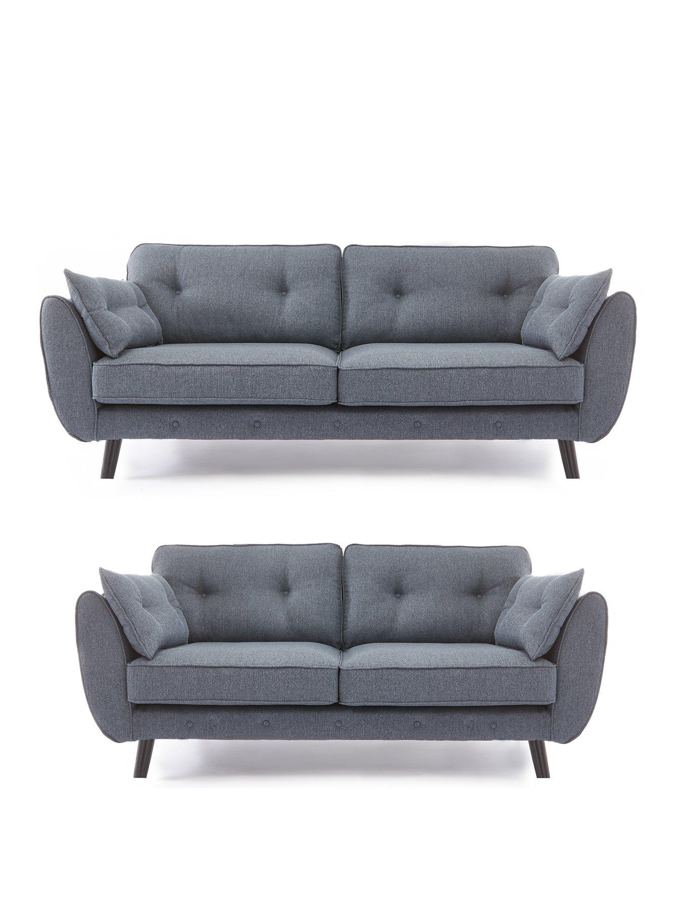 undefined Paulo Fabric 3 + 2 Seater Sofa Set (Buy  &  SAVE!) - Midnight - FSC® Certified