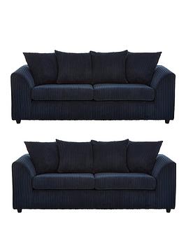 Product photograph of Very Home Leon 3 2 Seater Fabric Sofa Set Buy Amp Save - Navy - Fsc Reg Certified from very.co.uk