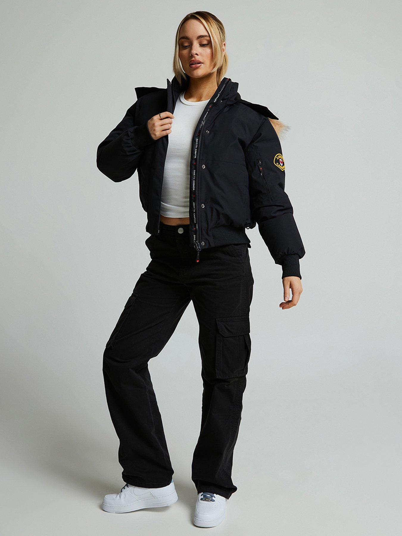 Image 3 of 6 of Zavetti Canada Olivia Hooded Bomber Jacket - Black