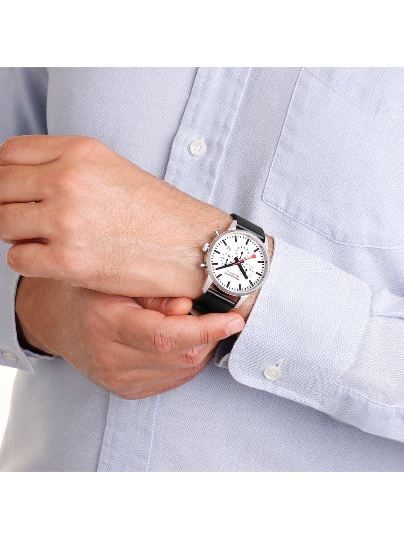 Mondaine Neo Chrono White Dial 41mm - grape leather | Very.co.uk