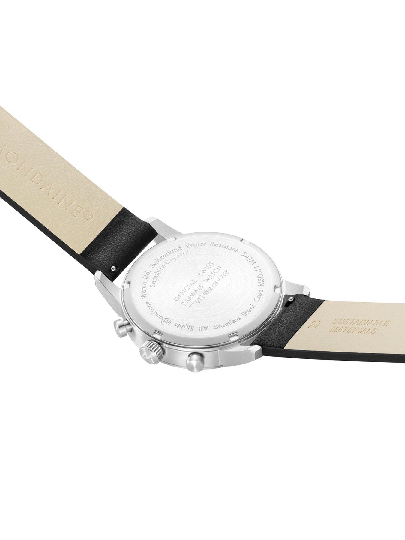 Mondaine Neo Chrono White Dial 41mm - grape leather | Very.co.uk