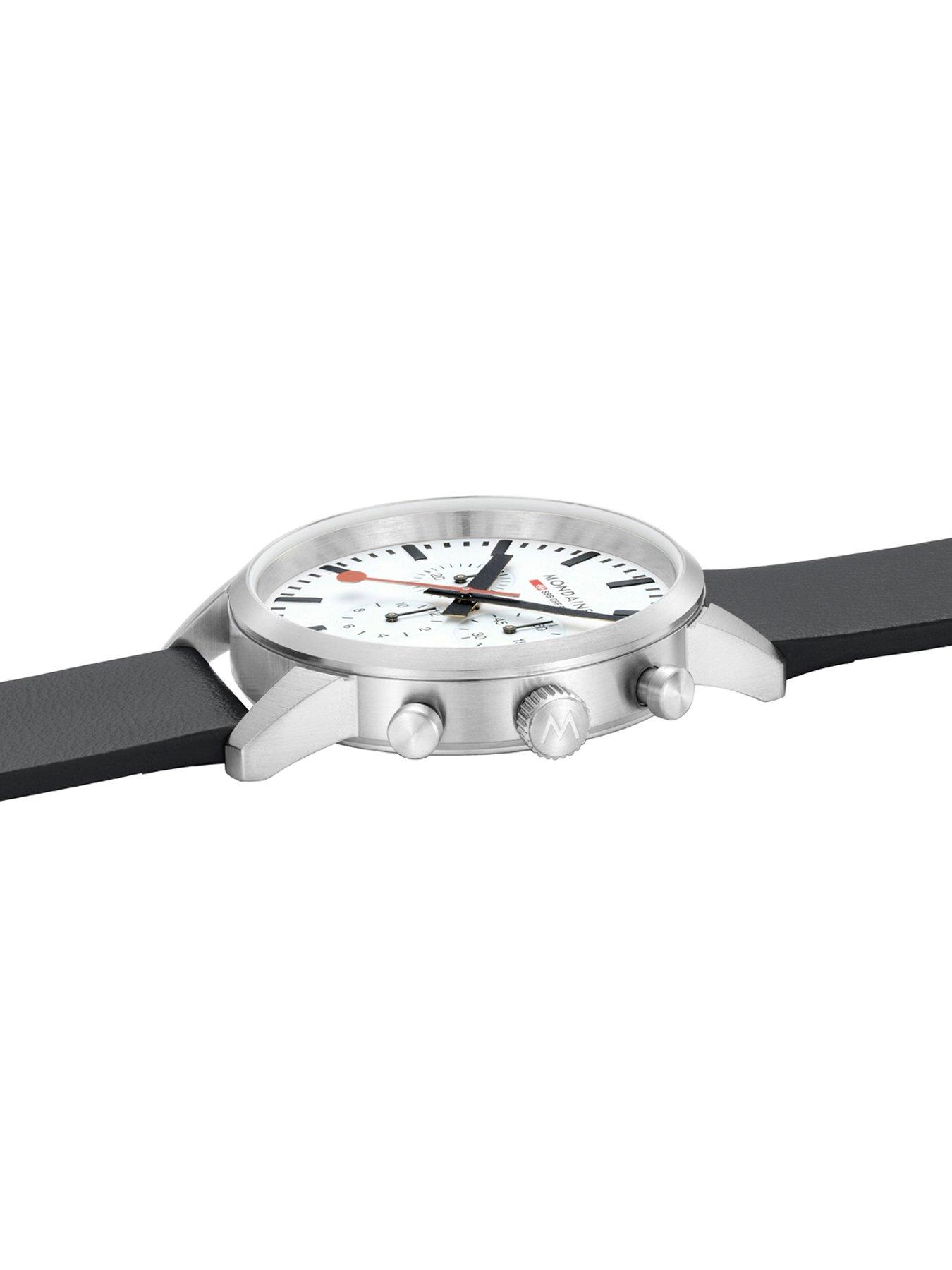 Mondaine Neo Chrono White Dial 41mm - grape leather | Very.co.uk