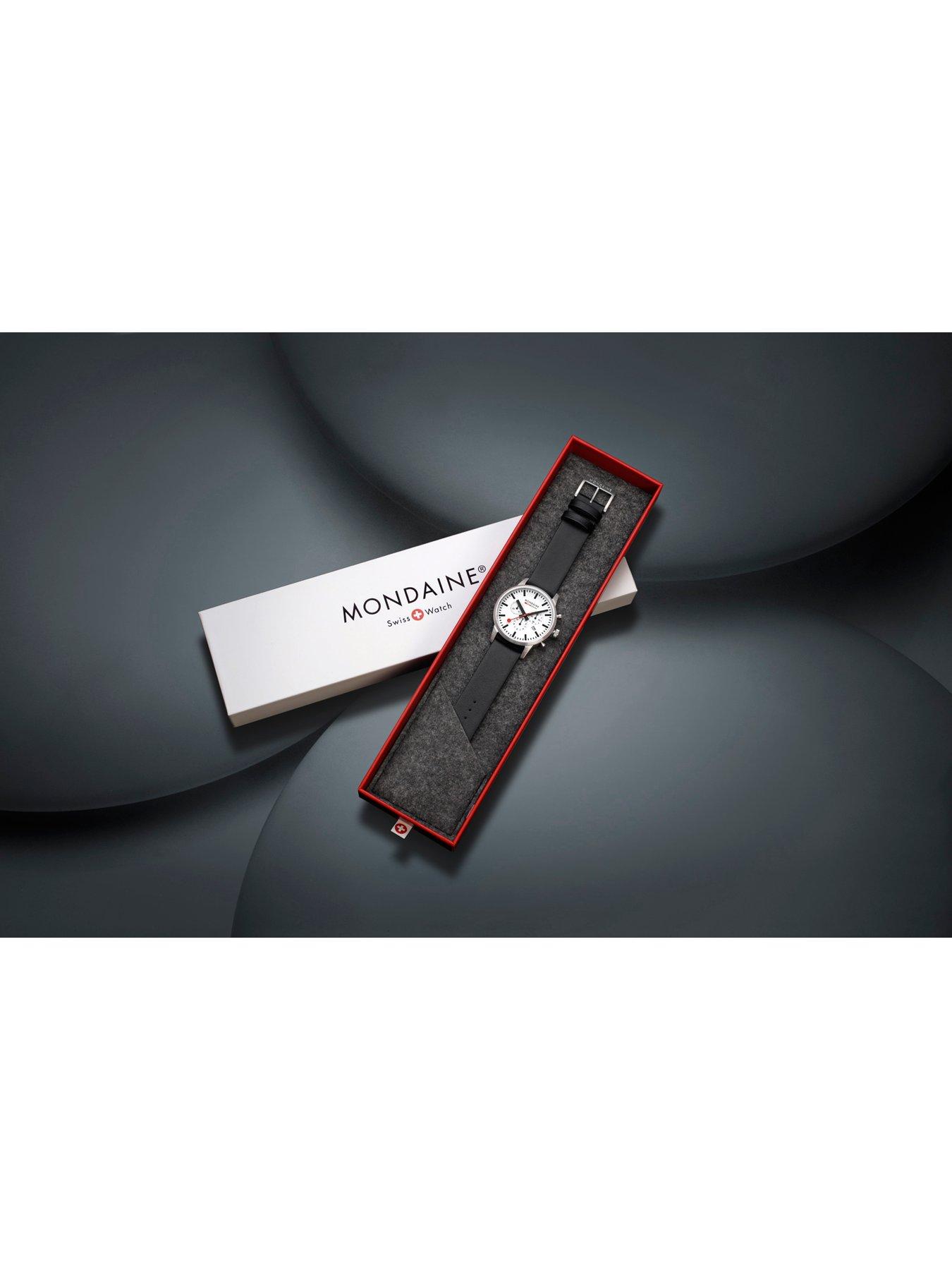 Mondaine Neo Chrono White Dial 41mm - grape leather | Very.co.uk