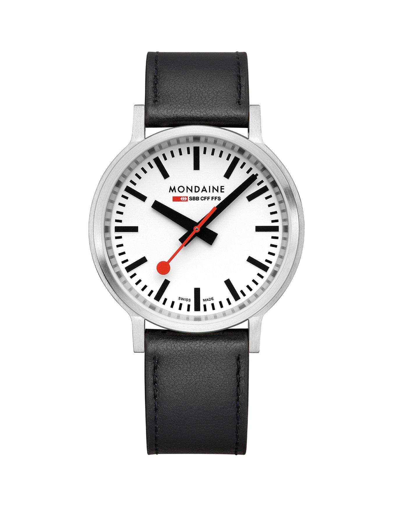 Mondaine Stop2Go BackLight White Dial Watch - Grape Leather